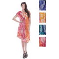 Indian Tie Dye Short Sleeve Dress With Flower & Paisley Em